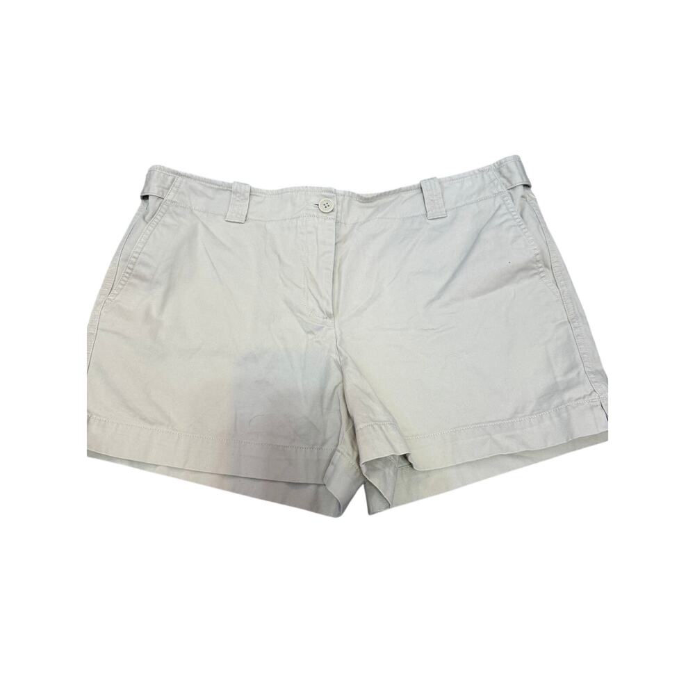 New York & Company Women’s Size 14 White Chino Shorts Flat Front Cuffed Hem